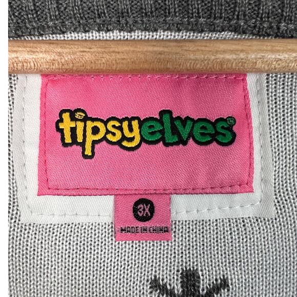 TIPSY ELVES Women's 3X Gray Sequin Snow Day Snowman Ugly Christmas Sweater NWT - Picture 7 of 9